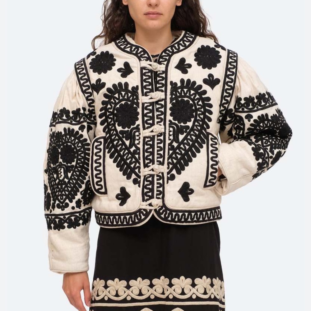 Sea NY Holly Soutache Quilted Linen-Blend Jacket BNWT